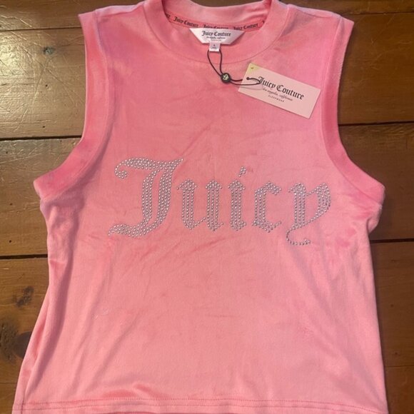 Juicy Couture Pink Lemonade Velour Sleep Top Tank Top NWT Large - Picture 6 of 9